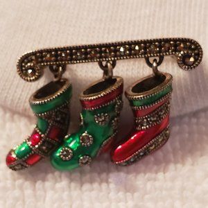 Vintage Marcasite Christmas Pin